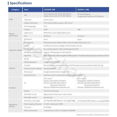 Intelligent Online/Offline Three-Segment Track THT AOI AIS303-HW AIS303B-HW AI PLC System AOI MACHINE